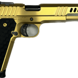 NIGHTHAWK CUSTOM CHAIRMAN LONG SLIDE GOLD 6" 9MM LEFT SIDE VIEW