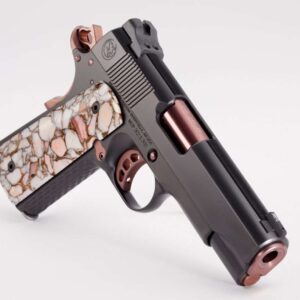 NIGHTHAWK CUSTOM LADY HAWK 2.0 9MM TOP RIGHT SIDE VIEW MUZZLE ANGLED DOWN