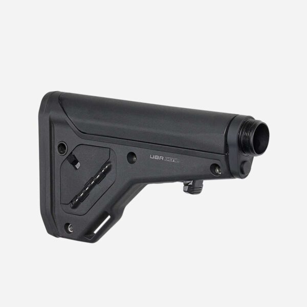 MAGPUL UBR GEN 2 COLLAPSIBLE STOCK BLACK RIGHT SIDE VIEW FRONT ANGLE