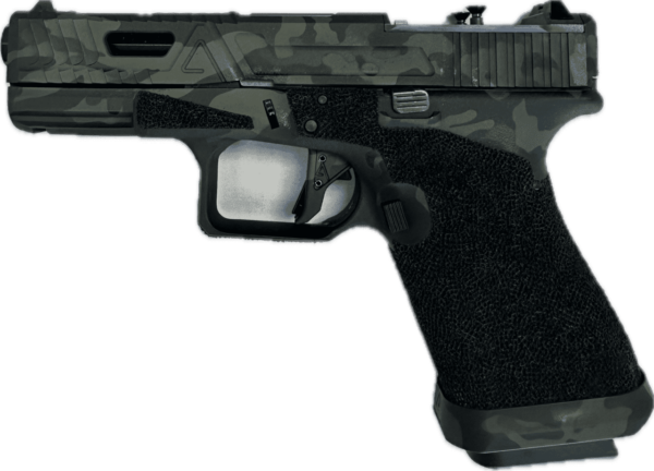 AGENCY ARMS GLOCK 19 GEN3 EXA PORTED BLACK MULTICAM AOS RMR PLATE LEFT SIDE VIEW