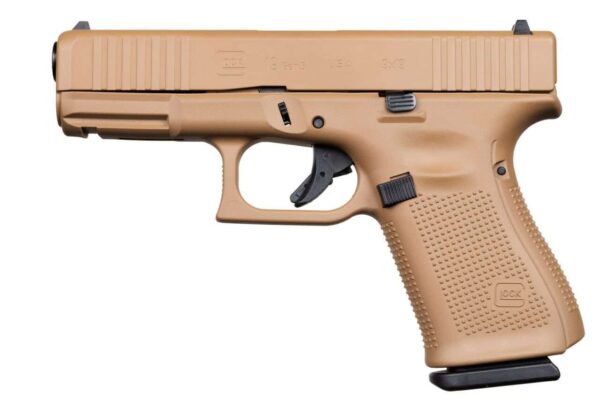 APOLLO CUSTOM GLOCK 19 GEN 5 DAVIDSON'S DARK EARTH LEFT SIDE VIEW