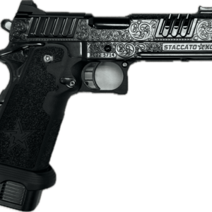 STACCATO XC CUSTOM ENGRAVED BLACK DLC 9MM LEFT SIDE VIEW