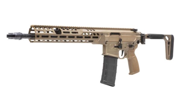SIG SAUER MCX-SPEAR LT COYOTE TAN 16" 5.56 NATO LEFT SIDE VIEW FRONT ANGLE
