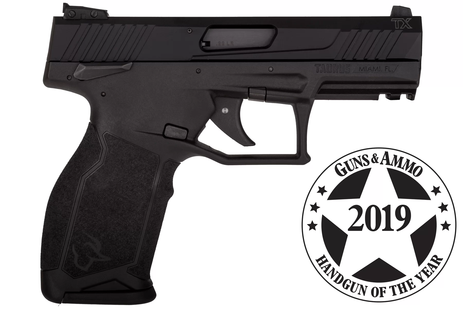 TAURUS TX22 ANODIZED BLACK 22LR BLACK POLYMER FRAME 16 ROUND MANUAL SAFETY LEFT SIDE VIEW