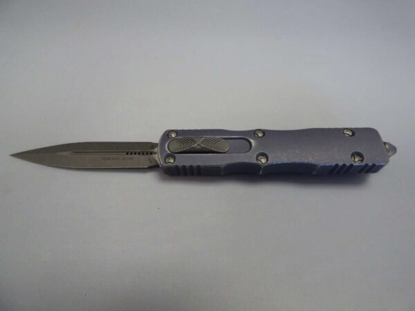 MICROTECH DIRAC DOUBLE EDGE DISTRESSED GRAY APOCALYPTIC STANDARD CLIP SIDE