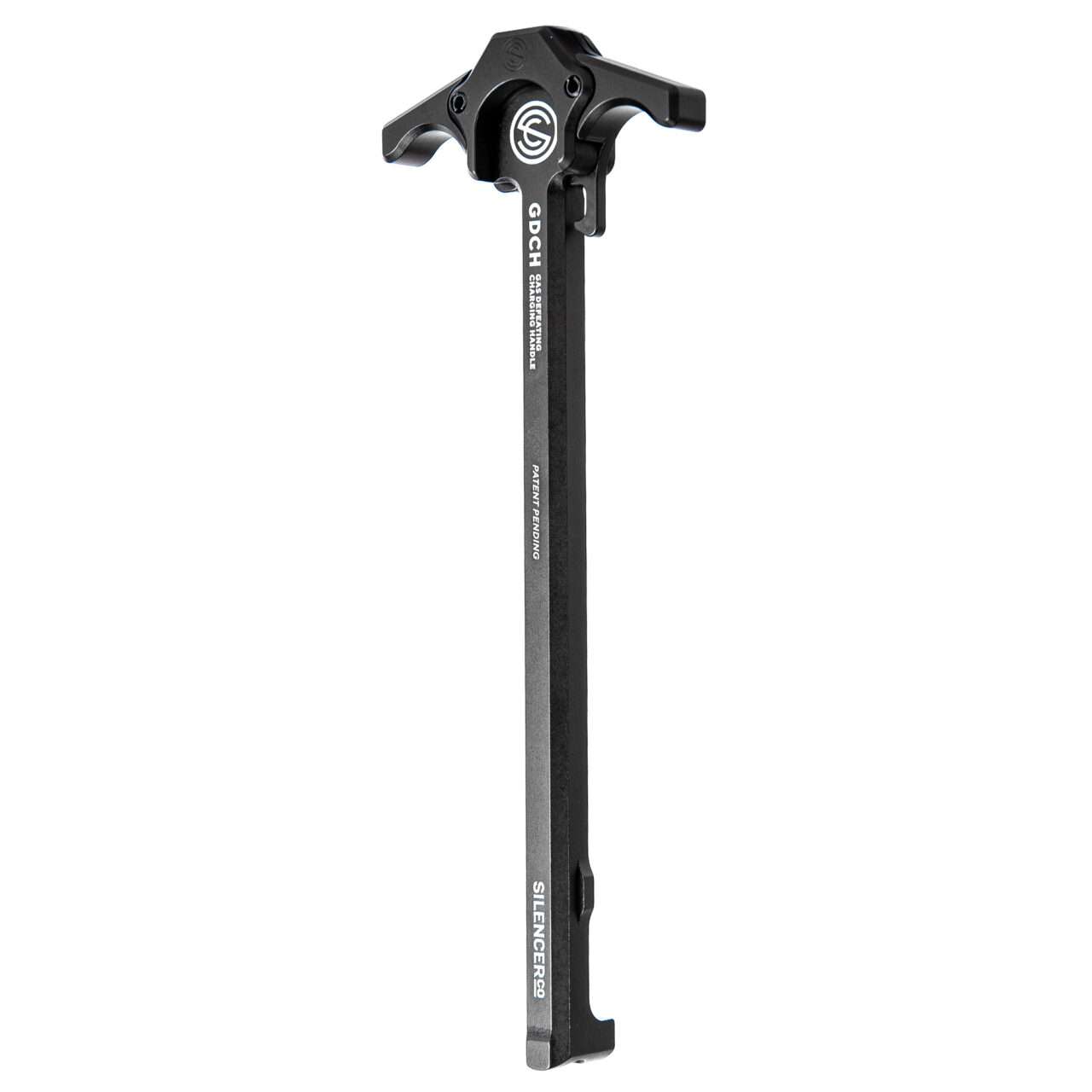 SILENCERCO GAS DEFEATING CHARGING HANDLE TOP VERTICAL VIEW WITH REAR FACING UP