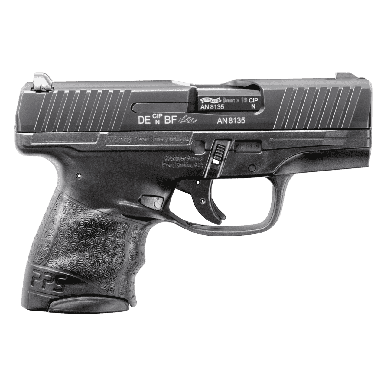 WALTHER PPS M2 BLACK 9MM LEFT SDIE VIEW EXTENDED MAGAZINE