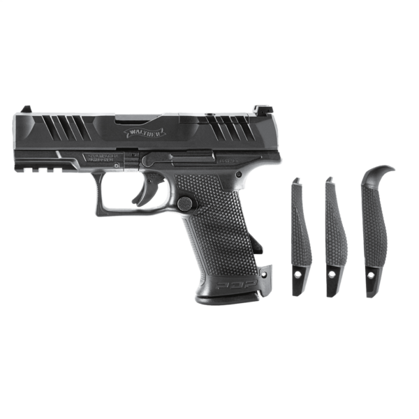 WALTHER PDP COMPACT 4" OR 9MM LEFT SIDE VIEW WITH BACK STRAPS SHWING AND DETACHED