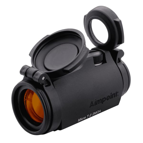 AIMPOINT MICRO T2 WITHOUT MOUNT TOP LEFT SIDE VIEW FRONT ANGLE