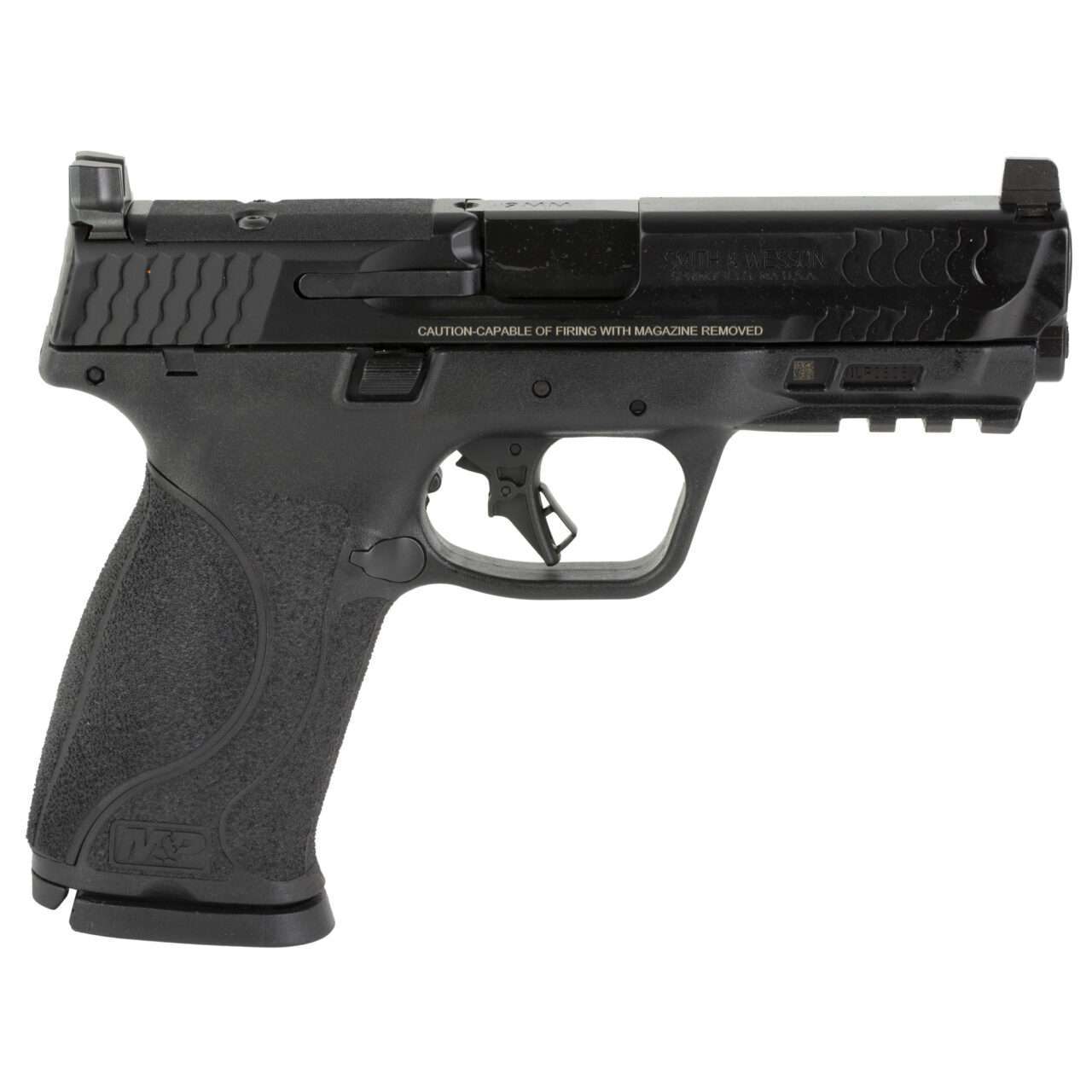 SMITH & WESSON M&P9 M2.0 OPTICS READY FULL SIZE SERIES TOP LEFT SIDE VIEW FRONT ANGLE