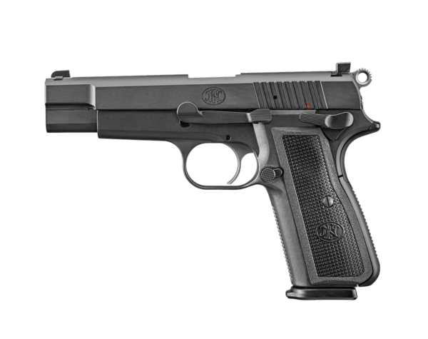 FN HIGH POWER BLACK WITH BLACK GRIPS LEFT SIDE VIEW