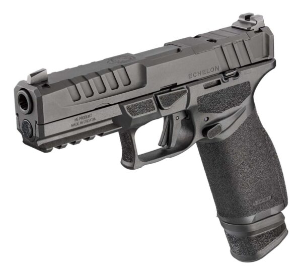 SPRINGFIELD ARMORY ECHELON U-NOTCH 4.5" BLACK 9MM TOP LEFT SIDE VIEW FRONT ANGLE EXTENED MAGAZINE