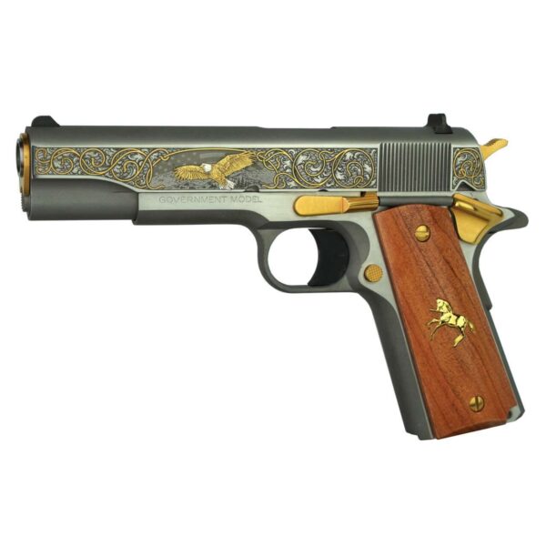 COLT 1911 CLASSIC GOVERNMENT STAINLESS SPIRIT OF AMERICA TALO .45 ACP LEFT SIDE VIEW