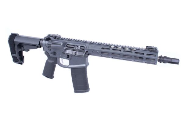 NOVESKE 10.5″ GEN 4 SHORTY 5.56 STAINLESS PISTOL SNIPER GREY RIGHT SIDE VIEW FRONT ANGLE