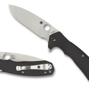 SPYDERCO BRIAN LAI AMALGAM CLOSED AND OPEN WITH TIP ANGLE UP TO THE LEFT AND EDGE FACING DOWN