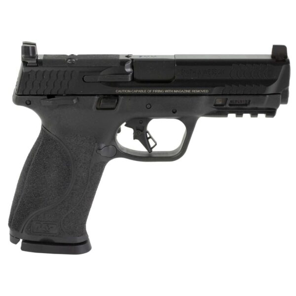 SMITH & WESSON M&P9 M2.0 THUMB SAFETY OPTICS READY FULL SIZE SERIES TOP LEFT SIDE VIEW FRONT ANGLE