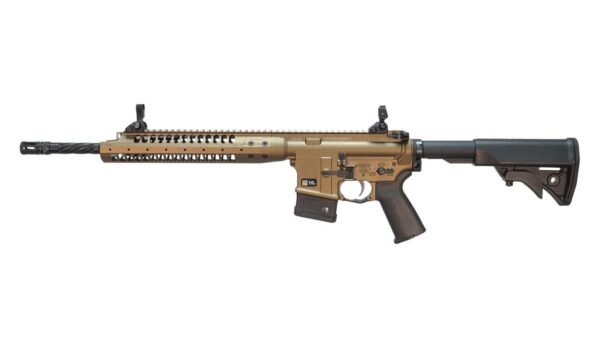 LWRC SIX8 A5 RAZORBACK II LEFT SIDE VIEW STOCK EXTENDED WITH 10 ROUND MAGAZINE