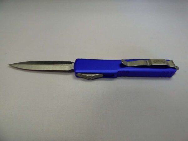 MICROTECH UTX-70 DOUBLE EDGED PURPLE STONEWASH STANDARD CLIP SIDE