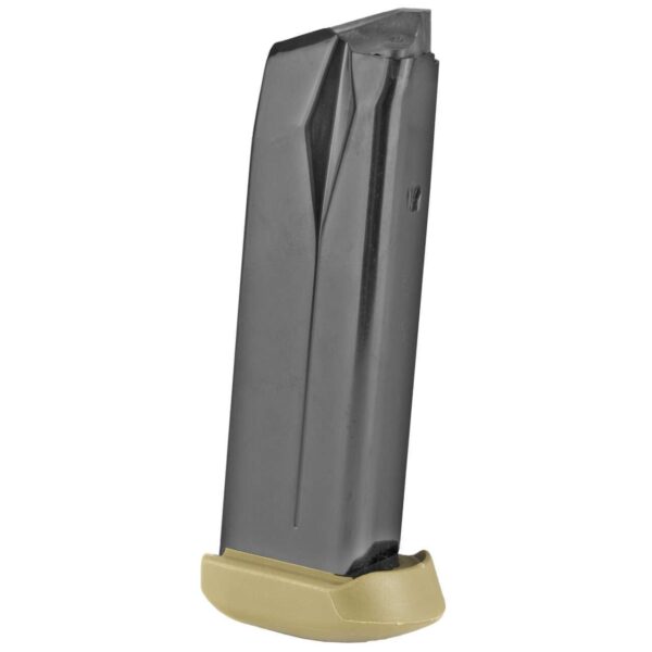 fnx-45 15 round magazine with flat dark earth polymer base plate right side view front angle