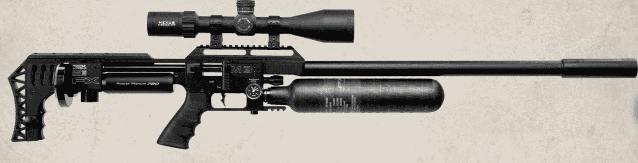 FX IMPACT M3 STANDARD .35 CALIBER BLACK WITH 5" DONNYFL MODERATOR RIGHT SIDE VIEW