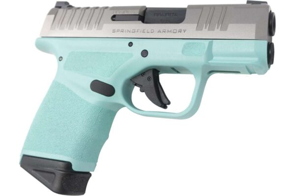 SPRINGFIELD ARMORY HELLCAT® 3″ MICRO-COMPACT ROBINS EGGS BLUE STAINLESS DAVIDSON'S EXCLUSIVE BOTTOM RIGT SIDE VIEW