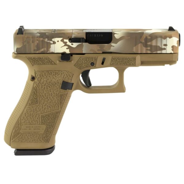 GLOCK 45 MOS SHARK COAST TACTICAL FDE MULTICAM 9MM LEFT SIDE VIEW FRONT ANGLE