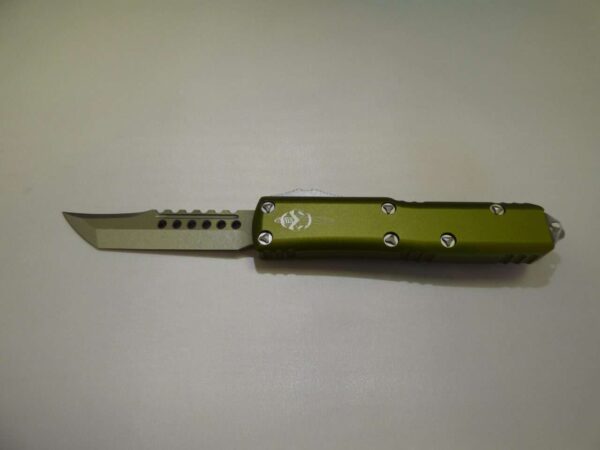 MICROTECH UTX-85 HELLHOUND SIGNATURE SERIES OD GREEN STONEWASH STANDARD EDGE UP