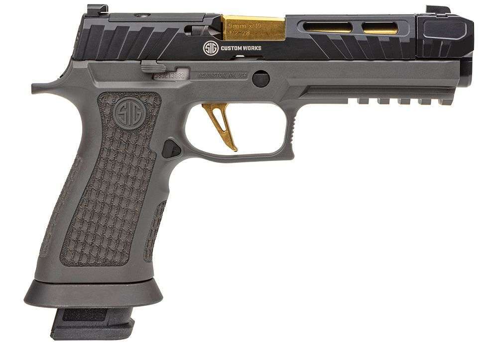 sig sauer p320 spectre comp right side front angle view muzzle angled down