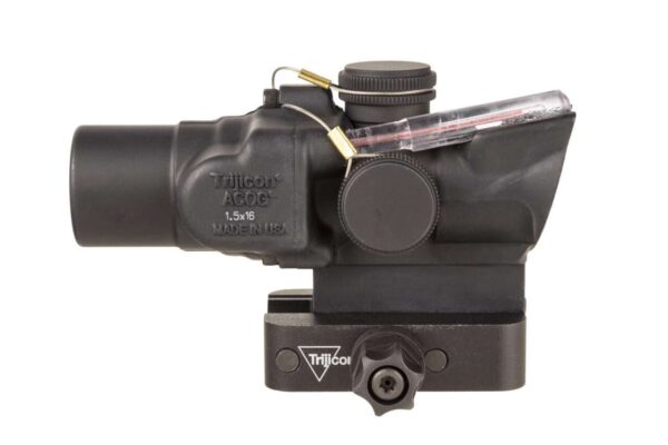TRIJICON 1.5x16S COMPACT ACOG SCOPE DUAL ILLUMINATED RTR 223 RETICLE W/ Q-LOC MOUNT LEFT SIDE VIEW REAR ANGLE