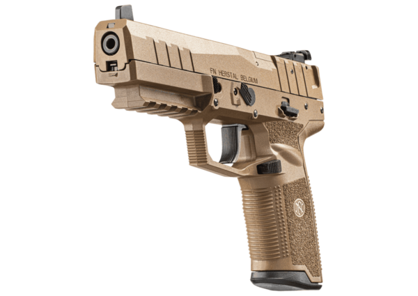 FN FIVE-SEVEN MRD FDE 5.7X28 BOTTOM LEFT SIDE VIEW FRONT ANGLE