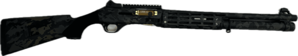 AGENCY ARMS BENELLI M4 BLACK MULTICAM TIN GOLD RIFLE STOCK 12GA RIGHT SIDE VIEW