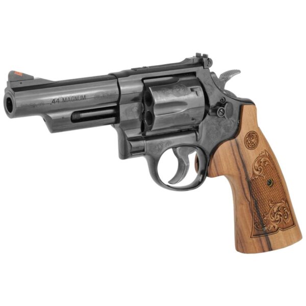 SMITH & WESSON MODEL 29 SQUARE BUTT MACHINE ENGRAVED 4" .44 LEFT SIDE VIEW FRONT ANGLE