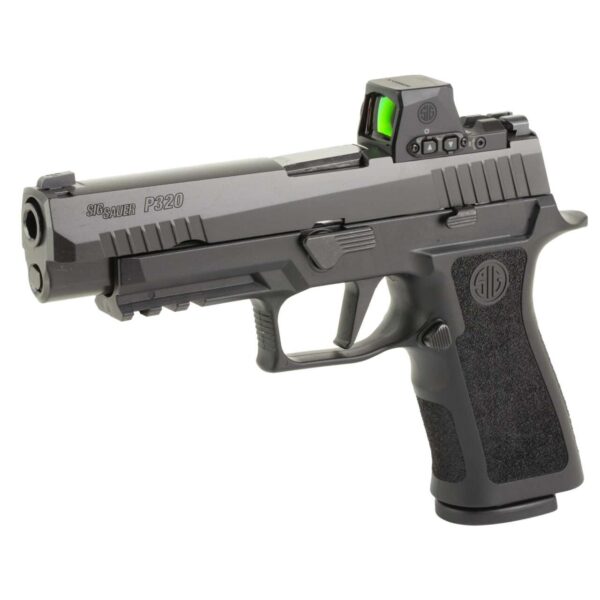 SIG SAUER 320XF ROMEO-X 9MM TOP LEFT SIDE VIEW FRONT ANGLE