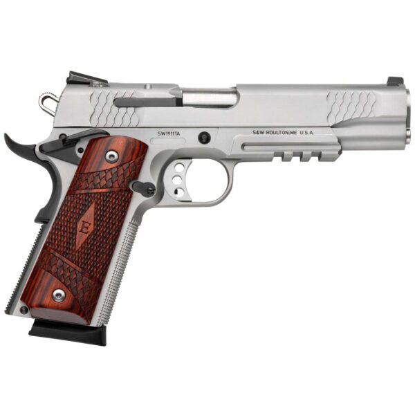 SMITH & WESSON SW1911TA E-SERIES STAINLESS TACTICAL ACCESSORY RAIL .45 ACP LEFT SIDE VIEW
