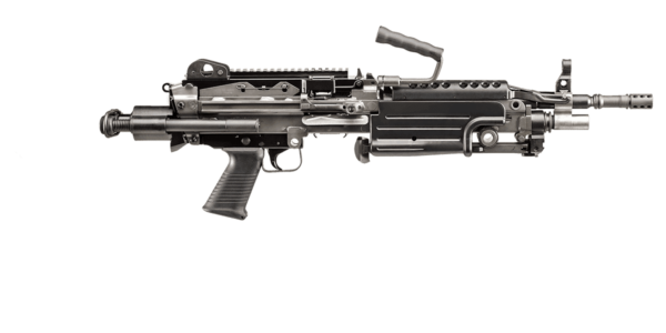 m249s para black right side view bipod and stock closed