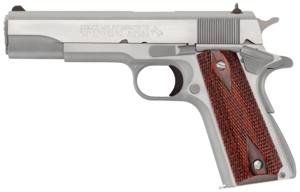 COLT GOVERNMENT SERIES 70 1911 STAINLESS .45ACP LEFT SIDE VIEW