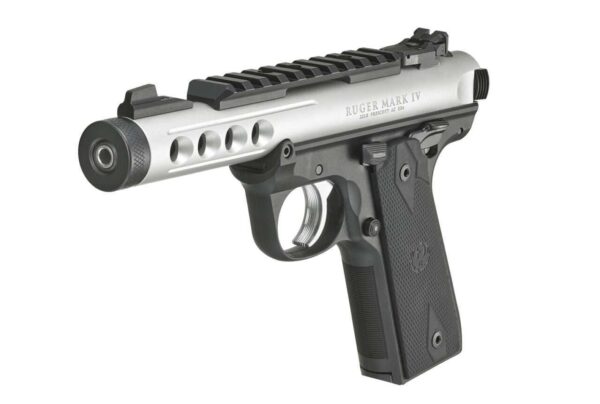 RUGER MARK IV 22/45 LITE CLEAR ANODIZED LEFT SIDE VIEW FRONT ANGLE