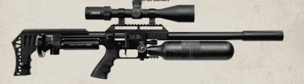 FX IMPACT M3 STANDARD .177 CALIBER 500M IN 600MM BLACK WITH 5" DONNYFL MODERATOR RIGHT SIDE VIEW