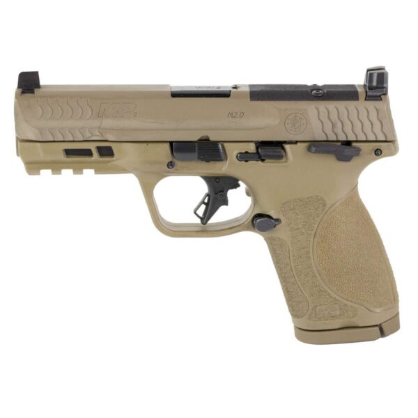 SMITH & WESSON M&P9 2.0 4" OPTIC READY THUMB SAFETY FLAT DARK EARTH COMPACT 9MM LEFT SIDE VIEW