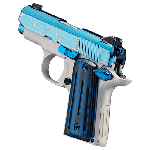 KIMBER MICRO 9 SAPPHIRE REAR LEFT SIDE VIEW ANGLED UP