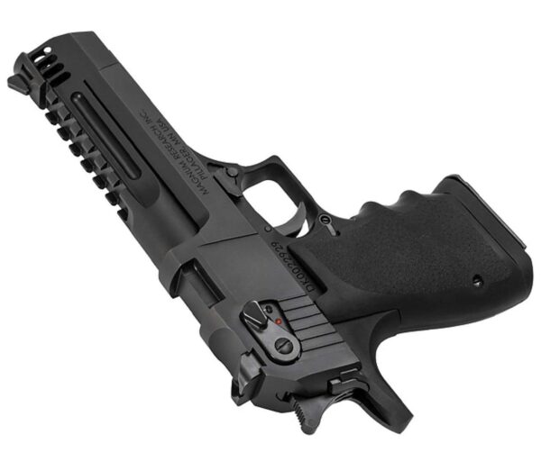 MAGNUM RESEARCH DESERT EAGLE L5 INTEGRAL MUZZLE BRAKE .50 AE RIGHT SIDE VIEW LAYING FLAT MUZZLE POINTED UP ON AN ANGLE