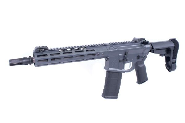 NOVESKE 10.5″ GEN 4 SHORTY 5.56 STAINLESS PISTOL SNIPER GREY LEFT SIDE VIEW FRONT ANGLE