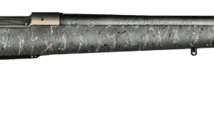 CHRISTENSEN ARMS RIDGELINE 26" 300PRC BURNT BRONZE RECEIVER WITH GREEN STOCK WITH BLACK/TAN WEBBING LEFT SIDE VIEW