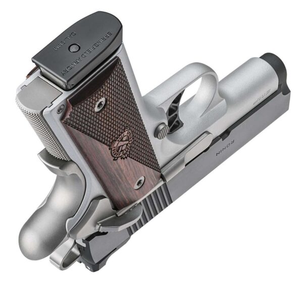 SPRINGFIELD ARMORY 1911 RONIN® EMP® 3″ 9MM HANDGUN RIGHT SIDE VIEW UPSIDE DOWN REAR ANGLE