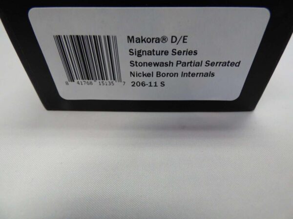 MICROTECH MAKORA DOUBLE EDGE SIGNATURE SERIES STONEWASH PARTIAL SERRATED NICKEL BORON INTERNALS LABEL