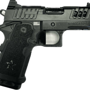 STACCATO CS CUSTOM OPTIC READY V6 PORTED BULL 3.5" BARREL DLC TRIGGER JOB 9MM FRONT RIGHT SIDE VIEW MACHINGIN AND PORTS CLOSE UP