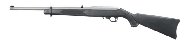 RUGER 10/22 STAINLESS WITH BLACK SYNTHETIC STOCK LEFT SIDE VIEW
