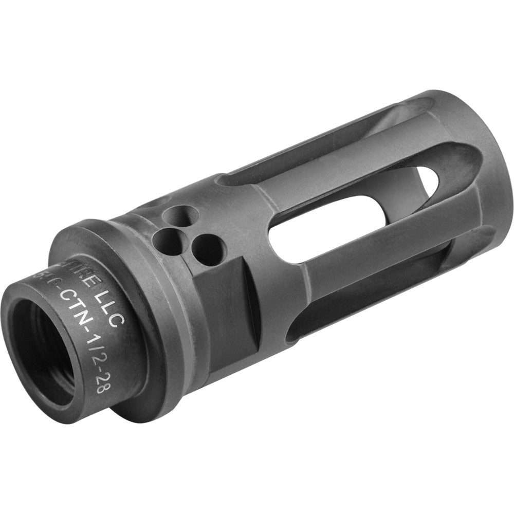 SUREFIRE WARCOMP CLOSED TINE FLASH HIDER 5.56 TOP ANGLE VIEW