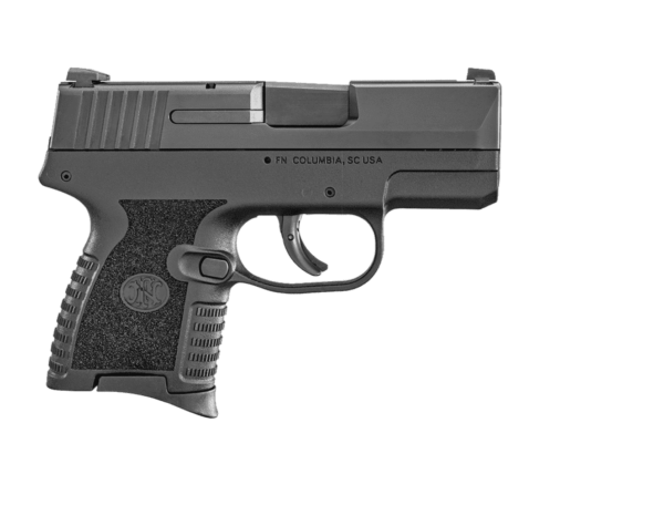 FN 503 BLACK 9MM TOP LEFT SIDE VIEW FRONT ANGLE
