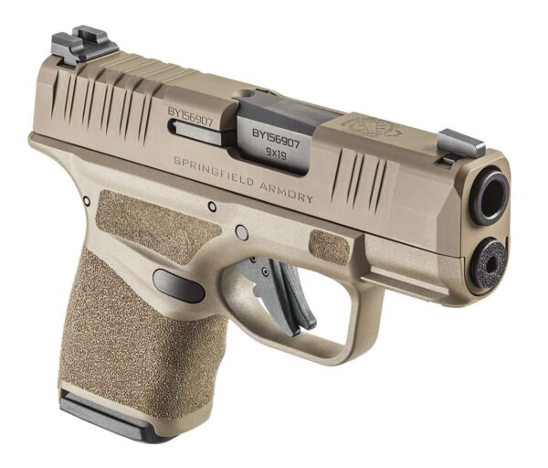 SPRINGFIELD ARMORY HELLCAT 3" DESERT FDE RIGHT SIDE VIEW FRONT ANGLE